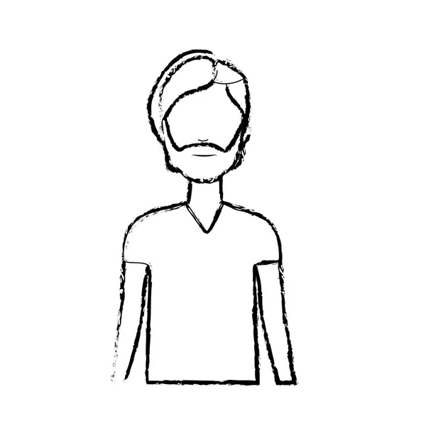 Figure Cute Man Hairstyle Beard Vector Illustration — Stok Vektör