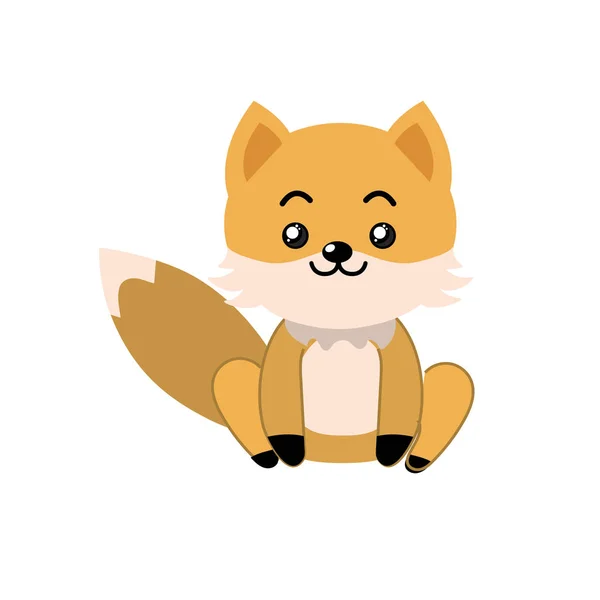 Animal Sauvage Mignon Renard Avec Illustration Vectorielle Expression Faciale — Image vectorielle