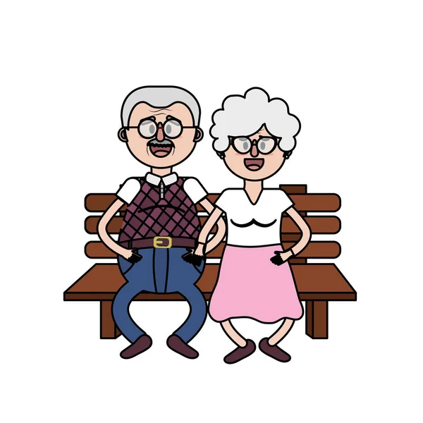 Pareja Edad Silla Con Ilustración Vector Peinado — Vector de stock