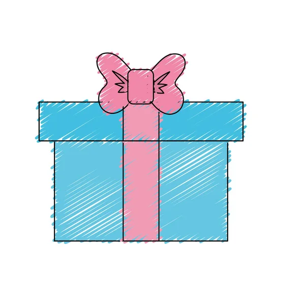 Box Present Gift Ribbon Design Vector Illustration — Stock Vector