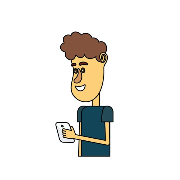 Nice Man Hairstyle Smartphone Hand Vector Illustration — Διανυσματικό Αρχείο