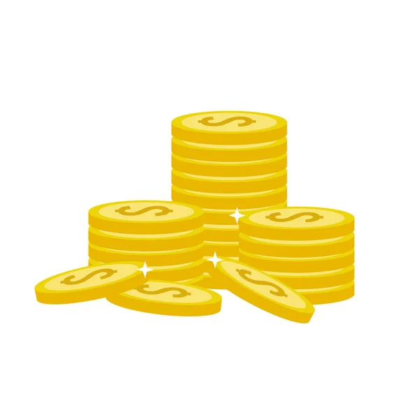 Many Gold Coins Money Vector Illustration — Stok Vektör