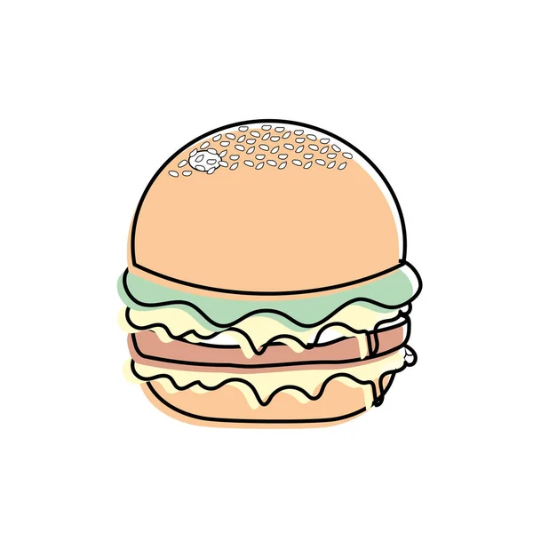 Delicious Hamburger Fast Food Meal Vector Illustration — Stock Vector