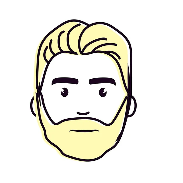 Nice Face Man Beard Hairstyle Vector Illustration — Wektor stockowy