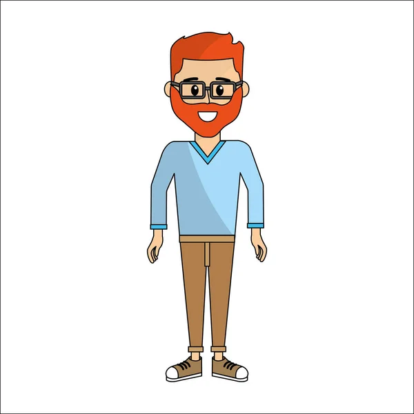 Personas Hombre Con Tela Casual Gafas Avatar Icono Imagen Ilustración — Vector de stock
