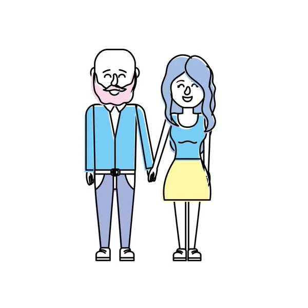 Bonita Pareja Con Diseño Peinado Vector Ilustración — Archivo Imágenes Vectoriales