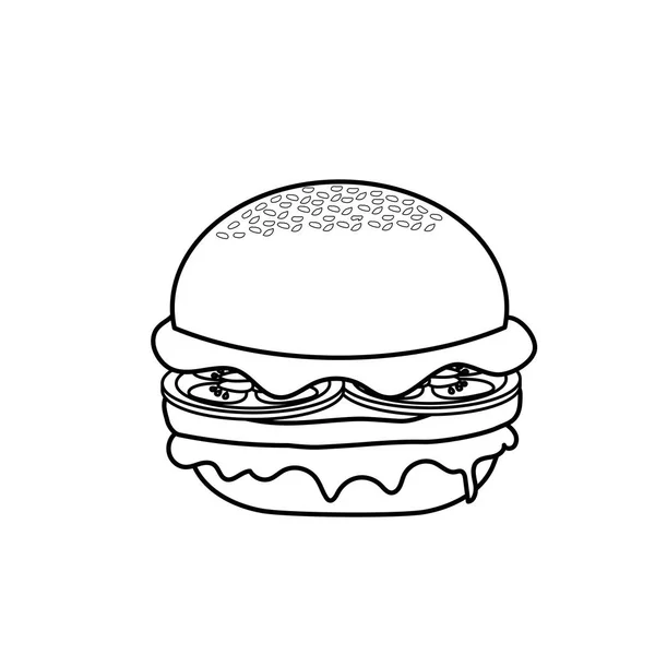 Linha Delicioso Hambúrguer Refeição Fast Food Ilustração Vetorial — Vetor de Stock