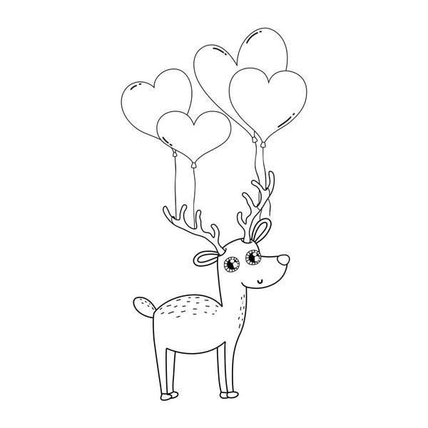 Valentine Day Greeting Card Deer Vector Illustration — Stock Vector