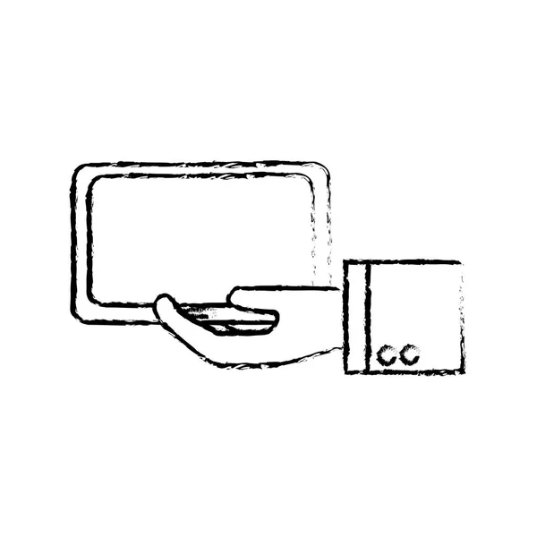 Figura Tableta Negocio Tecnología Mano Diseño Ilustración Vectorial — Archivo Imágenes Vectoriales
