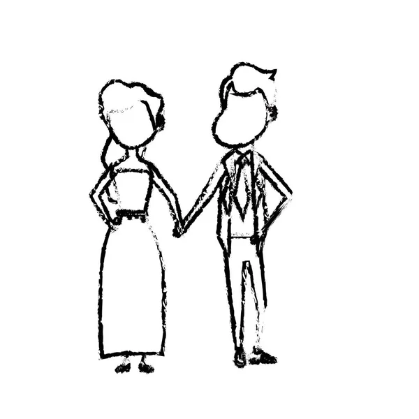 Figure Happy Couple Together Romantic Celebration Vector Illustration — 스톡 벡터