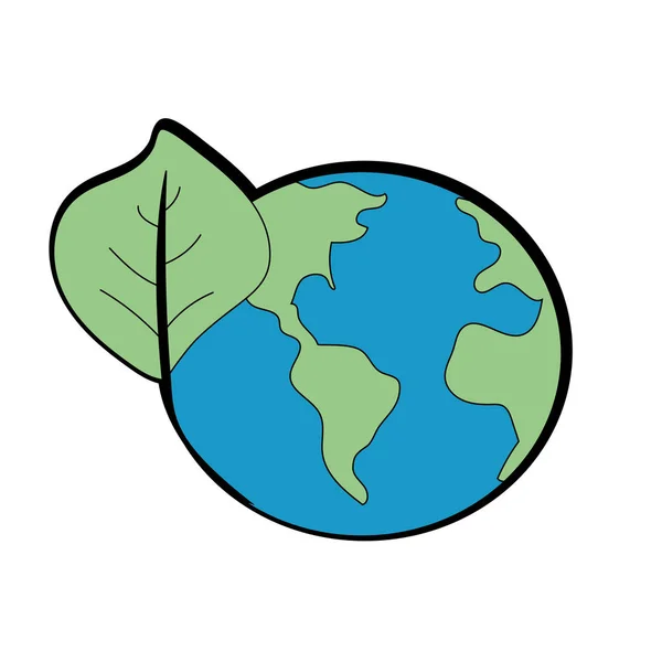 Global Earth Planet Leaf Symbol Environment Care Vector Illustration — 图库矢量图片