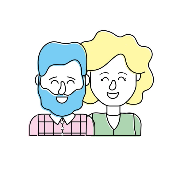 Bonita Pareja Con Diseño Peinado Vector Ilustración — Vector de stock