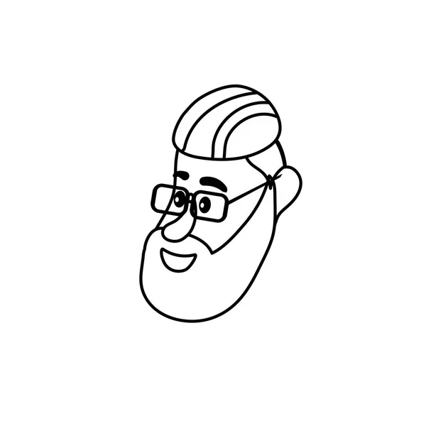 Ligne Avatar Homme Visage Avec Dessin Coiffure Illustration Vectorielle — Image vectorielle