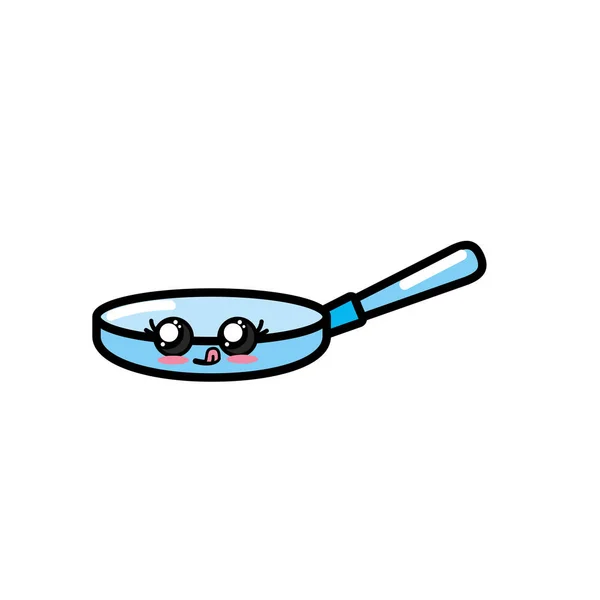 Kawaii Cute Funny Frying Pan Vector Illustration — Stock Vector