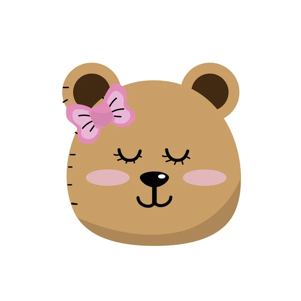 Teddy Bear Girl Head Animal Wild Vector Illustration — Stock Vector