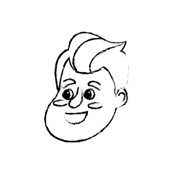 Figura Avatar Hombre Feliz Cara Con Diseño Peinado Vector Ilustración — Vector de stock