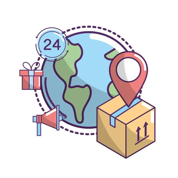 送货服务到运输包裹位置向量例证 — 图库矢量图片