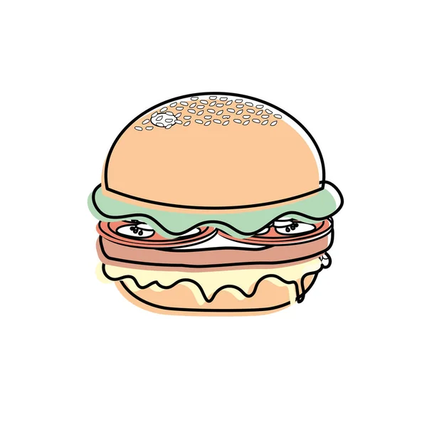 Delicious Hamburger Fast Food Meal Vector Illustration — Stock Vector