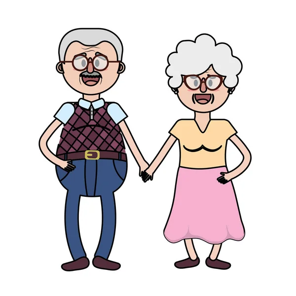 Pareja Edad Con Peinado Gafas Vector Ilustración — Archivo Imágenes Vectoriales