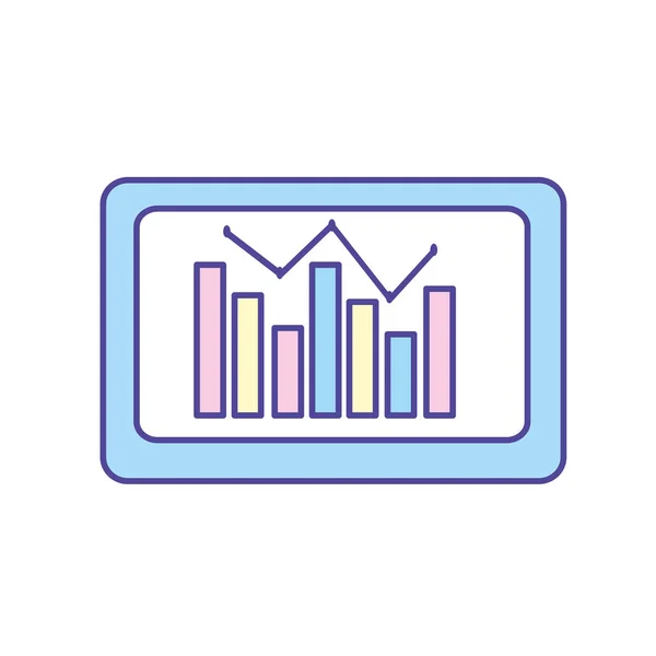 Ordinateur Avec Illustration Vectorielle Barre Diagramme Statistique — Image vectorielle