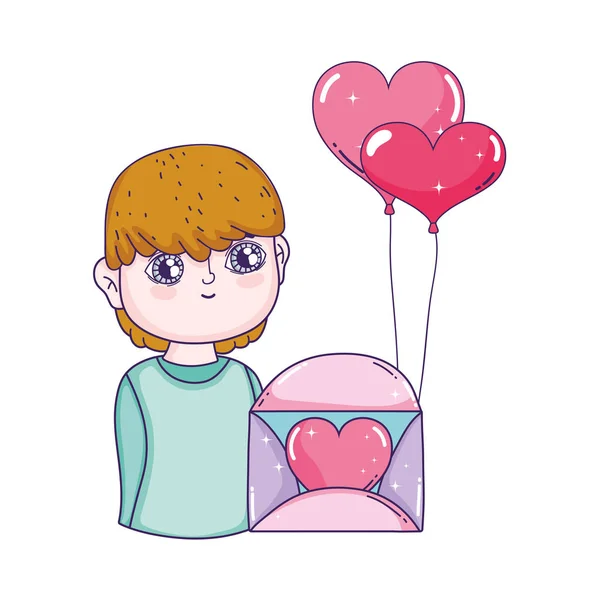 Valentine Day Greeting Card Boy Vector Illustration — Stock Vector