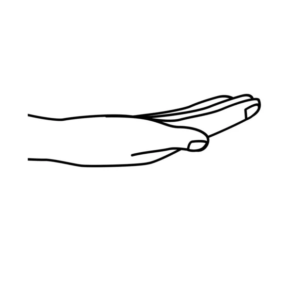 Линия Красивой Руки Всеми Пальцами Ногтями Векторная Иллюстрация — стоковый вектор