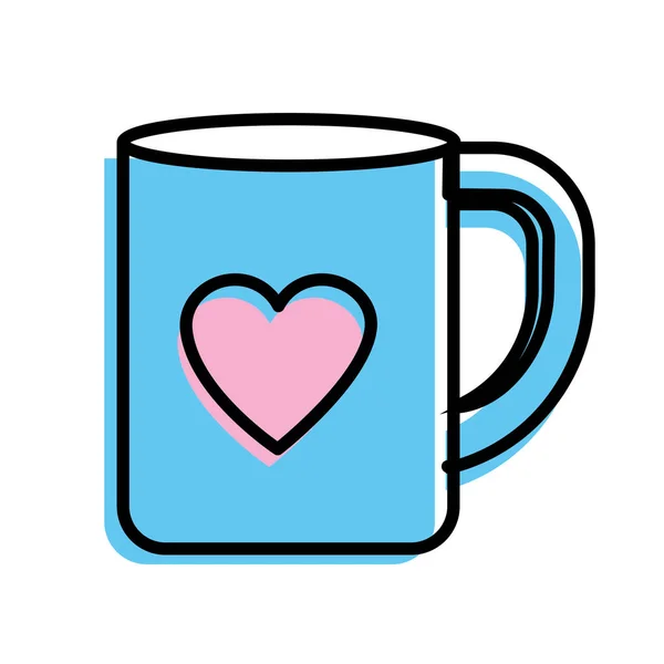 Tasse Boire Avec Motif Coeur Illustration Vectorielle — Image vectorielle