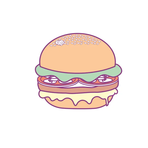 Délicieux Hamburger Repas Restauration Rapide Illustration Vectorielle — Image vectorielle