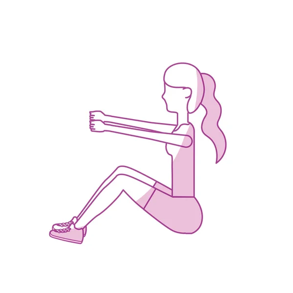 Silhouette Femme Saine Faisant Exercice Vectoriel Illustration Design — Image vectorielle