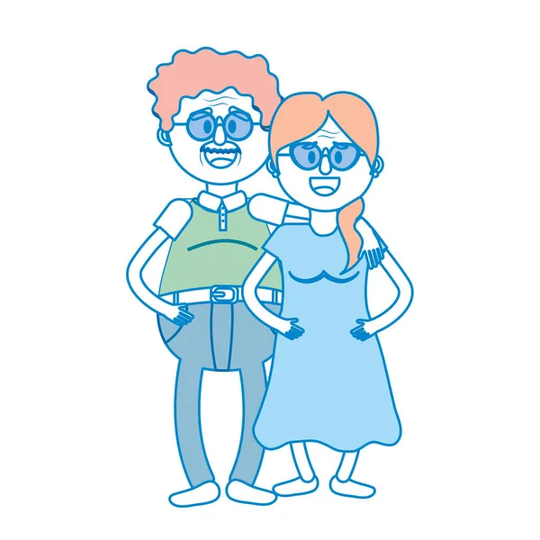 Vieux Couple Avec Coiffure Lunettes Illustration Vectorielle — Image vectorielle