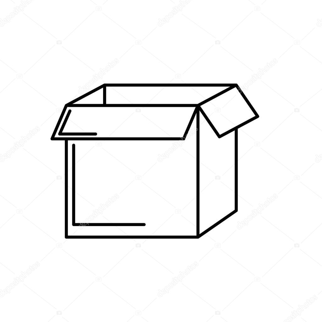 line square box package open design vector illustration