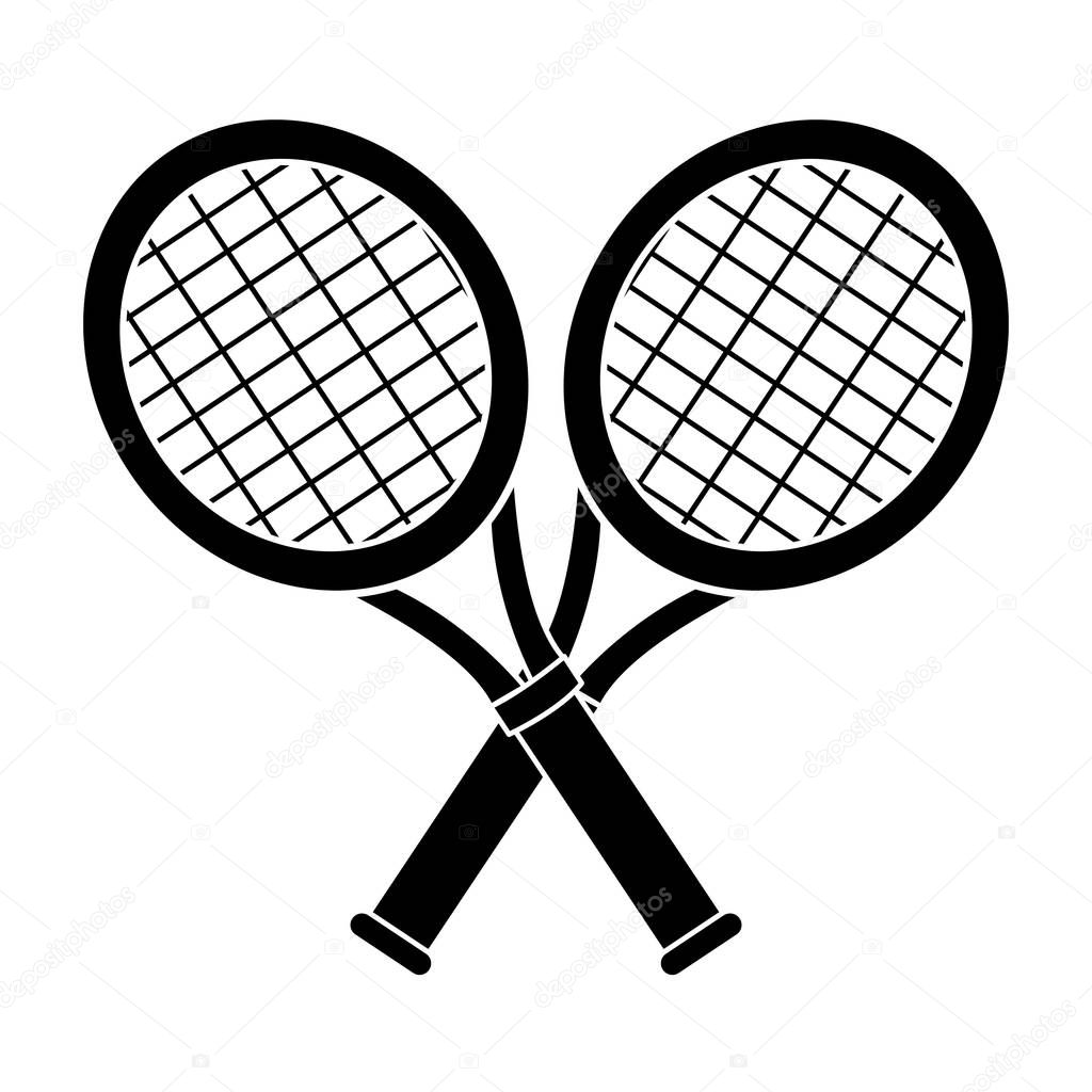 contour racket and tennis ball icon, vector illustraction design
