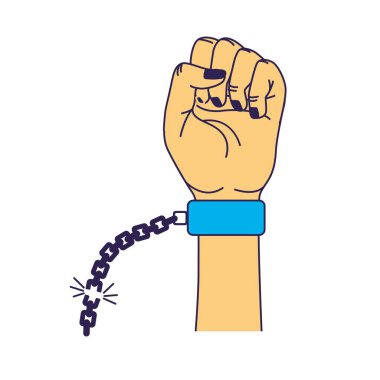 güzel eller yumruk kadar metalik zinciri, vektör çizim ile