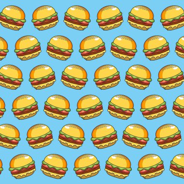 lezzetli hamburger lokanta yemek arka plan, vektör çizim