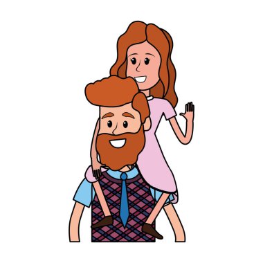 ihale baba kızıyla vektör çizim oynarken