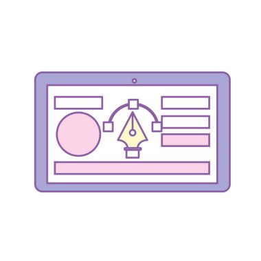 iş web sitesi ve ok imleci vektör illüstrasyon ile tablet