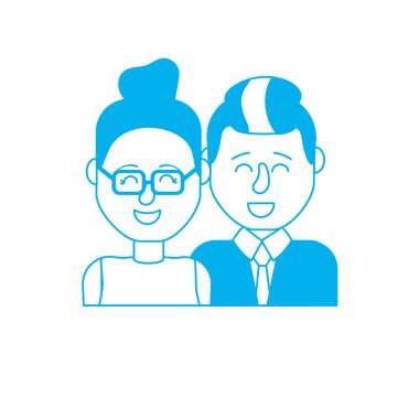 siluet saç modeli tasarımı ile güzel bir çift illüstrasyon vektör