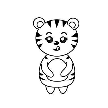 satır sevimli kaplan vahşi hayvan yüz ifade vektör çizim ile