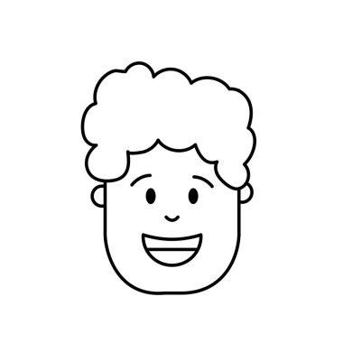 çizgi adam kafa saç modeli tasarımı ile illüstrasyon vektör