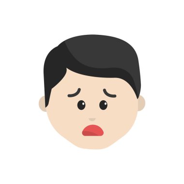 Adam yüz üzgün ifade, vektör çizim karikatür