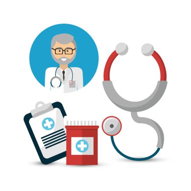 Hastane Doktor araçları simge imajını, vektör çizim tasarım ile