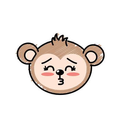 sevimli vahşi hayvan yüz ifade vektör çizim ile