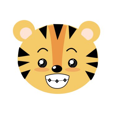 sevimli vahşi hayvan yüz ifade vektör çizim ile