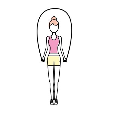 Kadın egzersiz vektörü çizimi yapmak için atlıyor