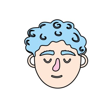 adam başı kapalı gözler ve saç modeli ile illüstrasyon vektör