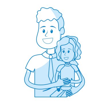 siluet güzel baba kızını elinde vektör çizim taşıma