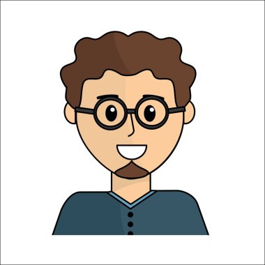 insanlar, mutlu yüz adam gözlük simgesiyle illüstrasyon tasarım vektör