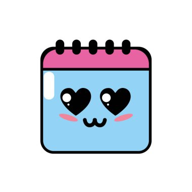 Kawaii şirin ihale takvim tarihi vektör çizim