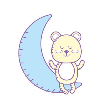 oyuncak ayı ay vektör çizim içinde oturmuş