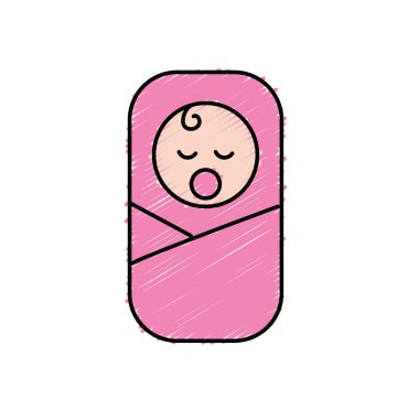 tatlı bebek emziği ve yumuşak battaniye vektör çizim ile